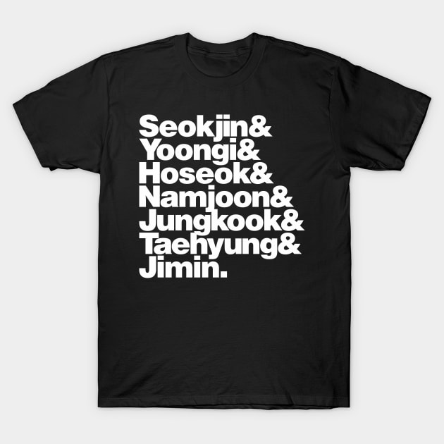 Bangtan Boys Names T-Shirt by KDNJ